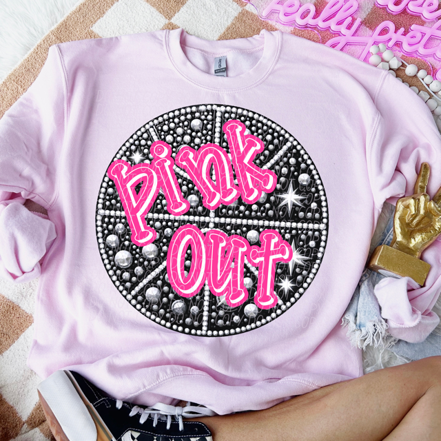 Pink Out Rhinestone Sports DTF Print