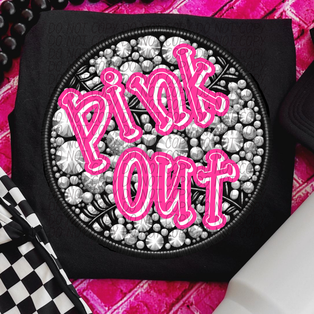 Pink Out Rhinestone Sports DTF Print