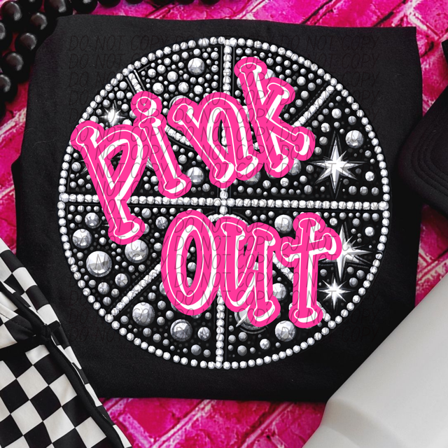 Pink Out Rhinestone Sports DTF Print