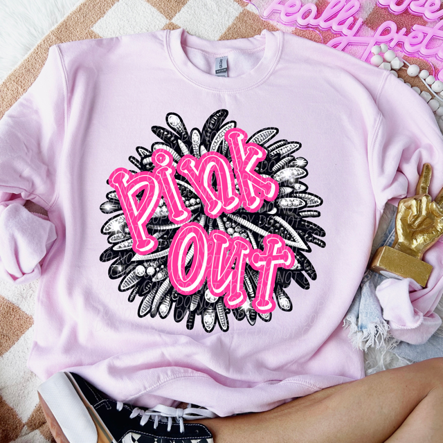 Pink Out Rhinestone Sports DTF Print