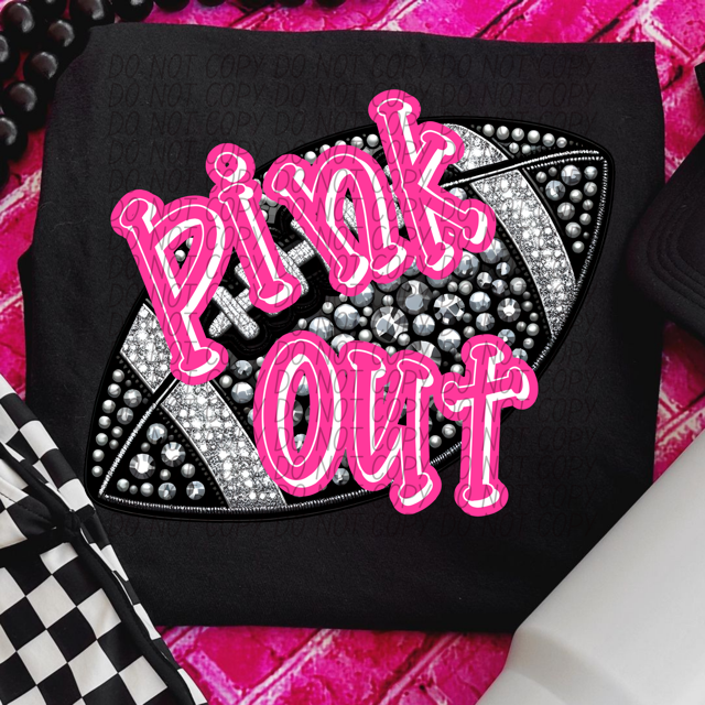 Pink Out Rhinestone Sports DTF Print