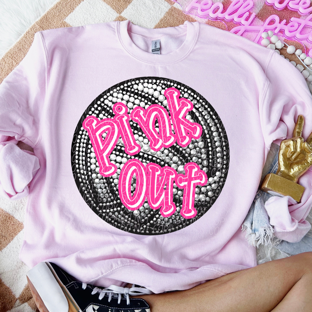 Pink Out Rhinestone Sports DTF Print