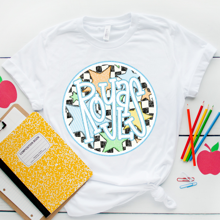 Blue Seersucker Mascots DTF Print