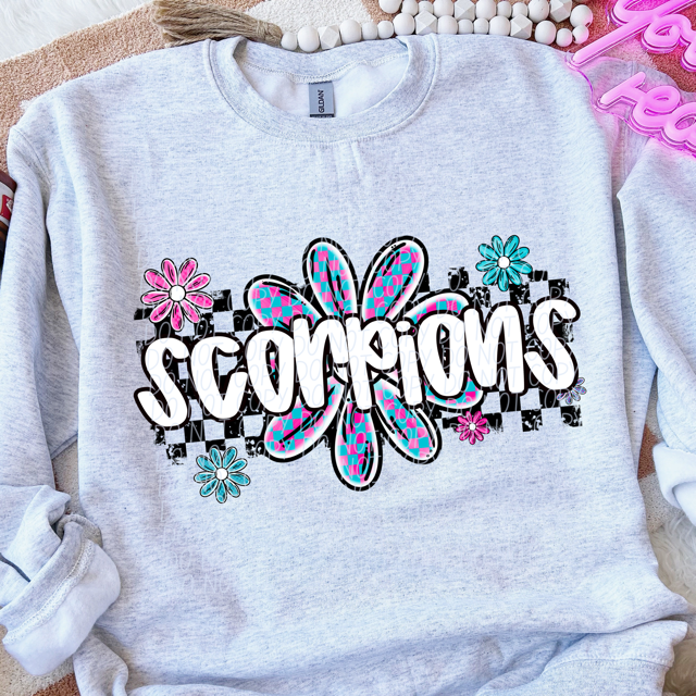 Checker Flower Mascots DTF Print