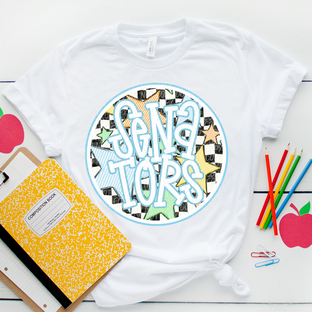 Blue Seersucker Mascots DTF Print