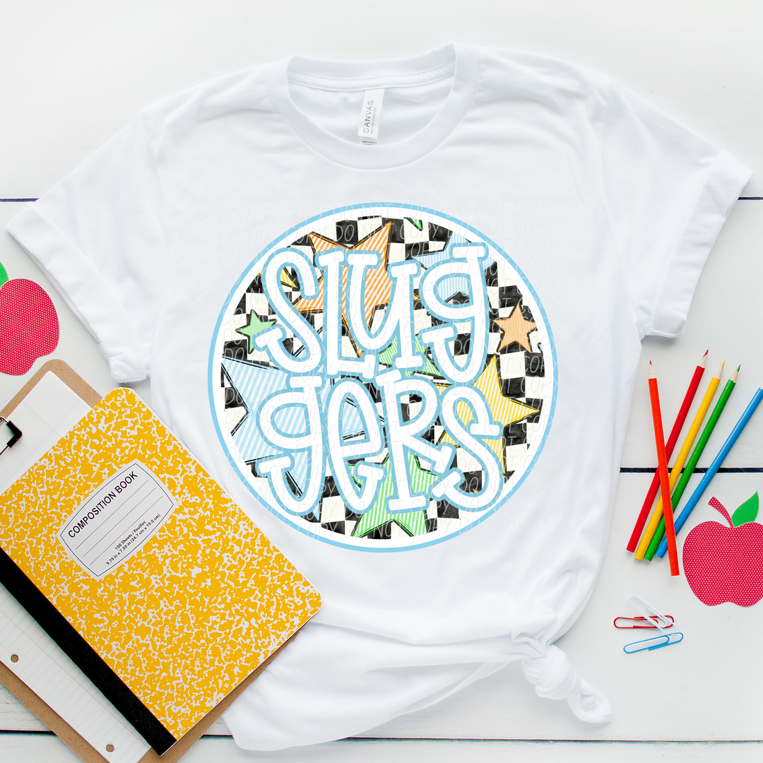 Blue Seersucker Mascots DTF Print