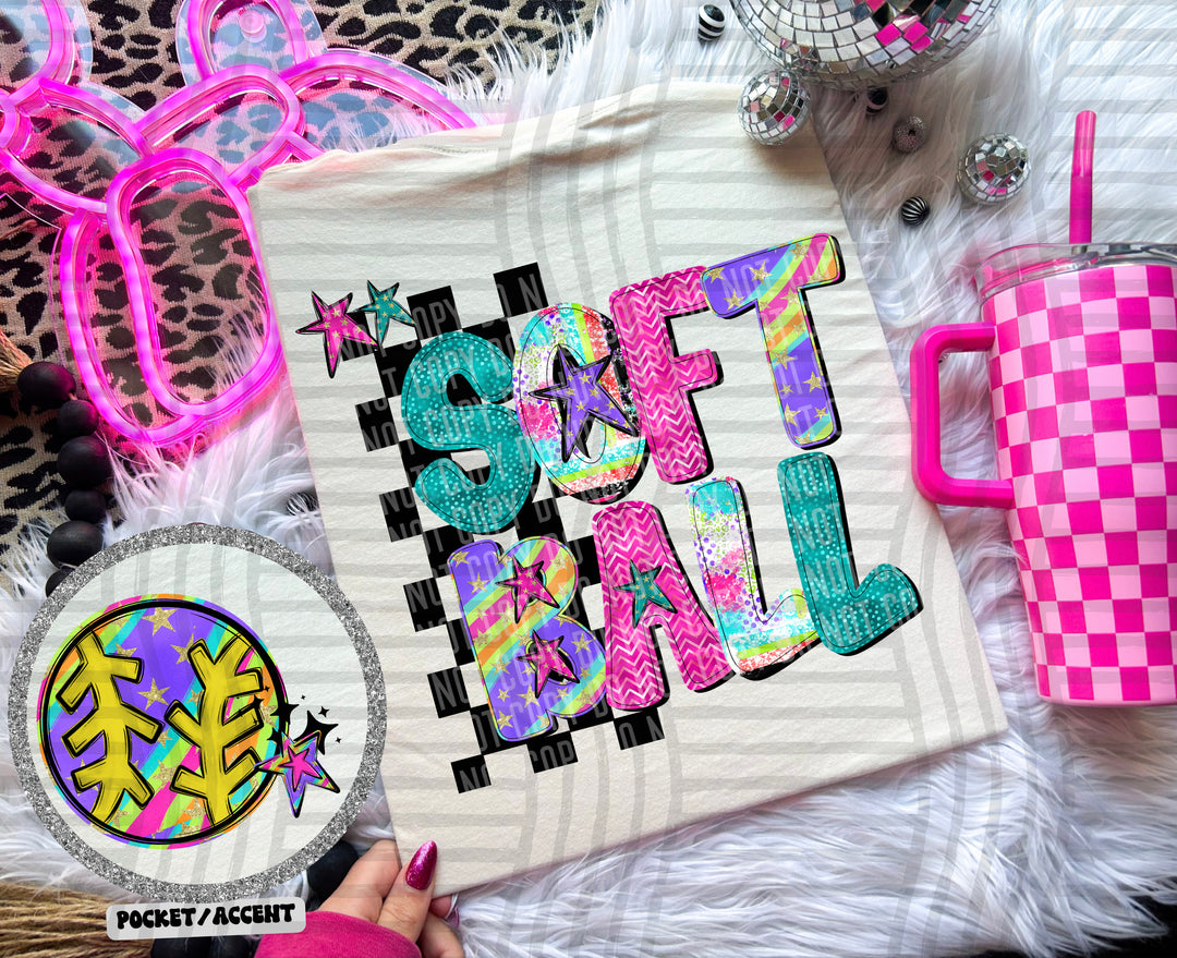 Rainbow Swirl Sports FRONT DTF Print