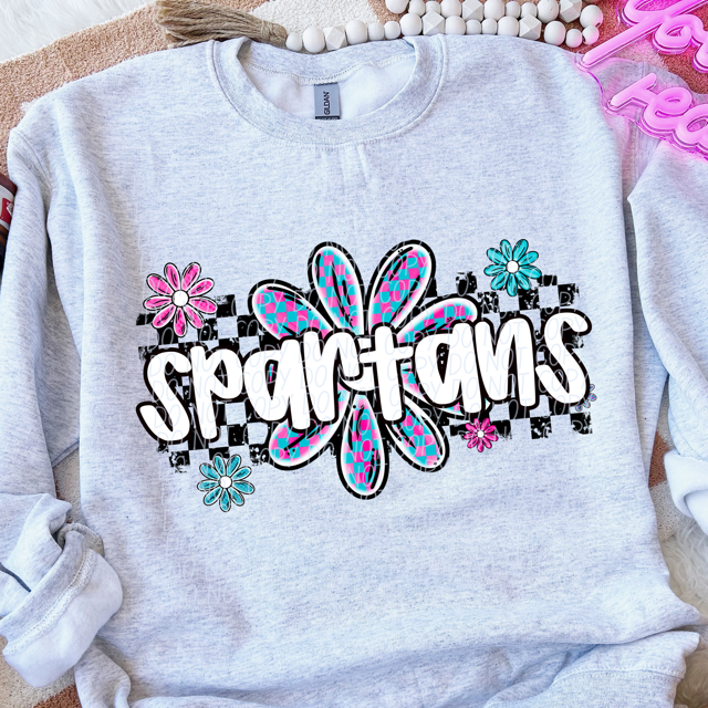 Checker Flower Mascots DTF Print