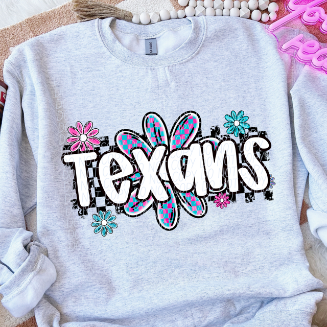 Checker Flower Mascots DTF Print