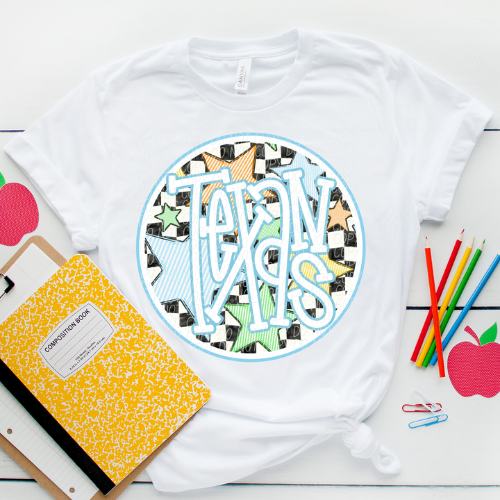 Blue Seersucker Mascots DTF Print