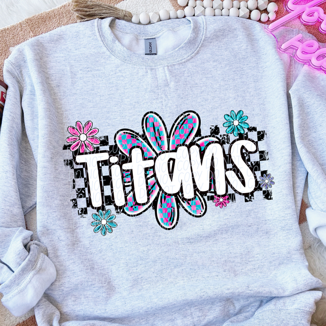 Checker Flower Mascots DTF Print