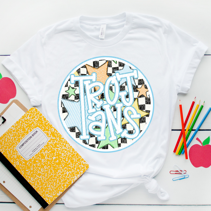 Blue Seersucker Mascots DTF Print