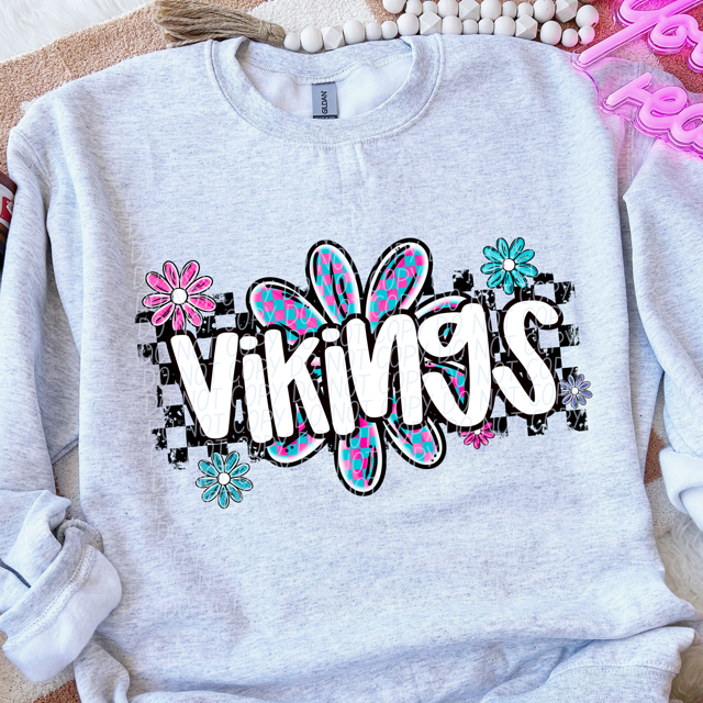 Checker Flower Mascots DTF Print