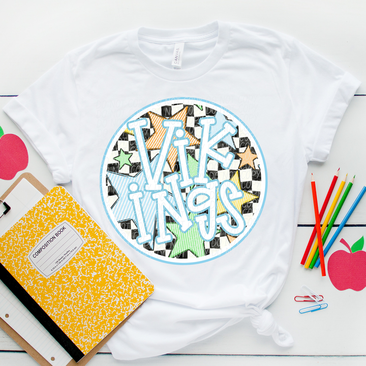 Blue Seersucker Mascots DTF Print