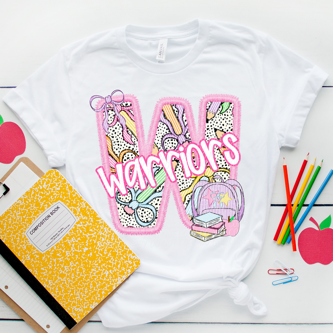 Pink Letter Back to School Mascots DTF Print