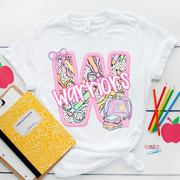 Pink Letter Back to School Mascots DTF Print