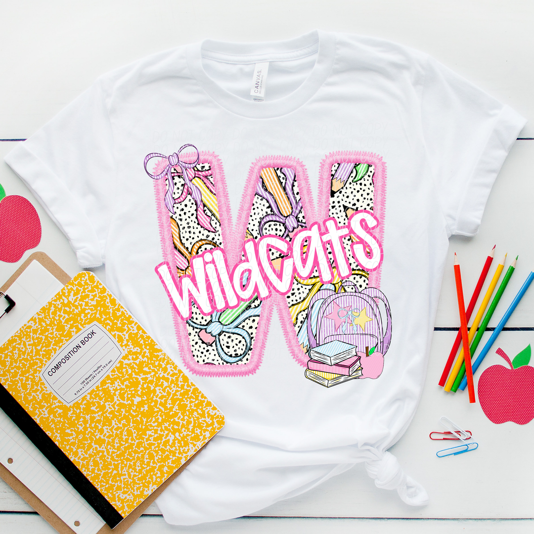 Pink Letter Back to School Mascots DTF Print