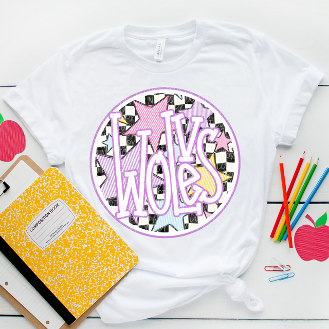 Purple Seersucker Mascots DTF Print