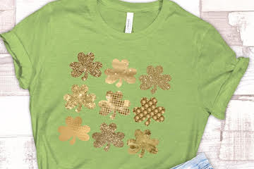 Gold Four Leaf Clover DTF Print