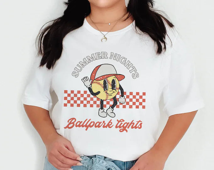 Summer Nights Ball Park Lights Softball DTF Print