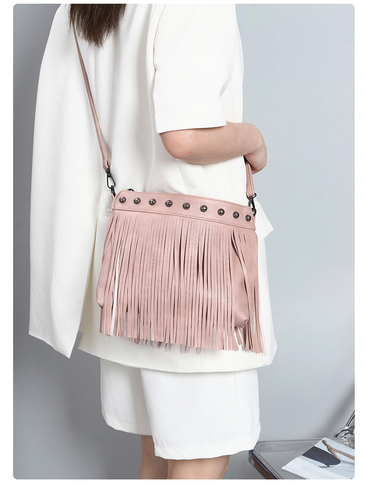 Fringed Faux Leather Purse