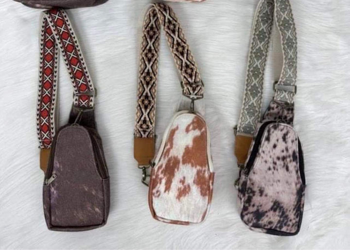 Cow Print Guitar Strap Sling Bag