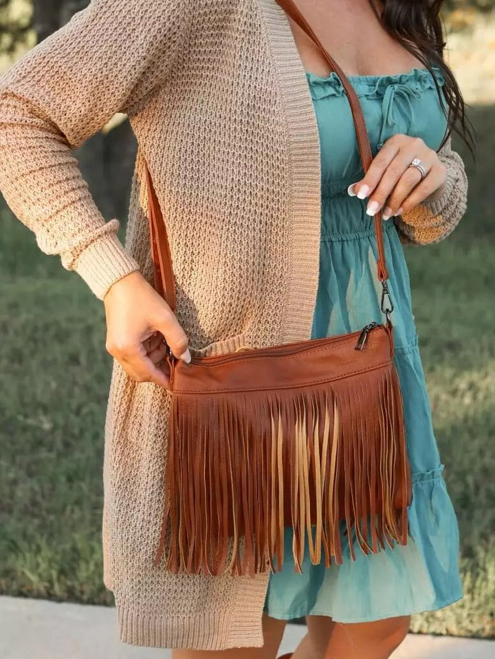 Fringed Faux Leather Purse