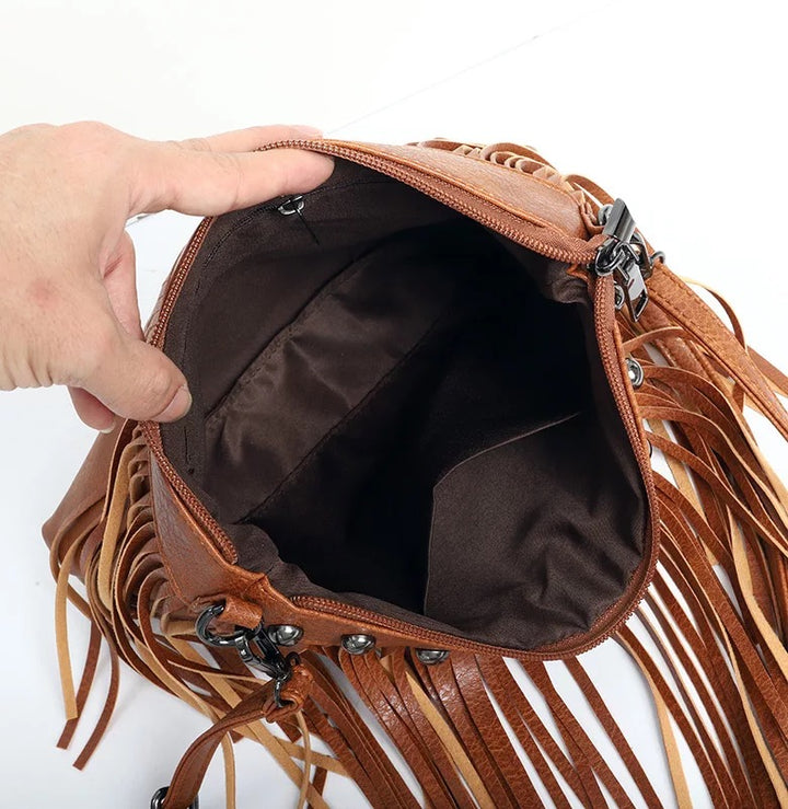 Fringed Faux Leather Purse