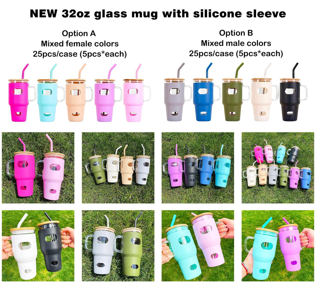 32oz Glass Tumbler with Silicone Sleeve