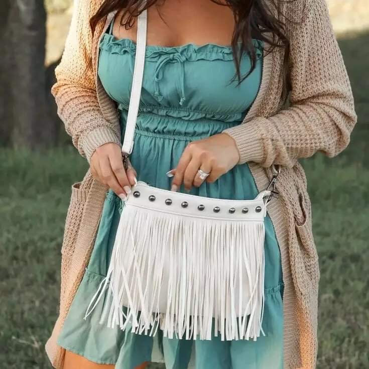 Fringed Faux Leather Purse