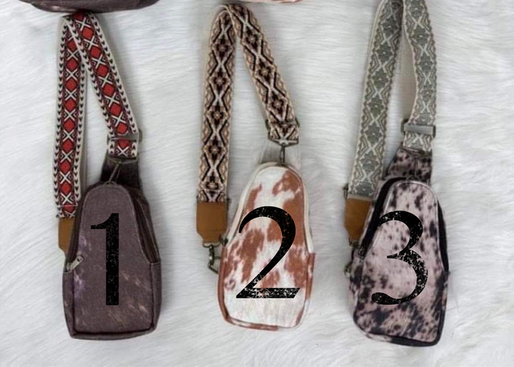 Cow Print Guitar Strap Sling Bag