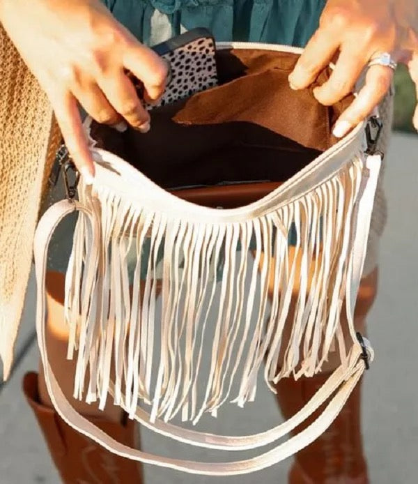 Fringed Faux Leather Purse