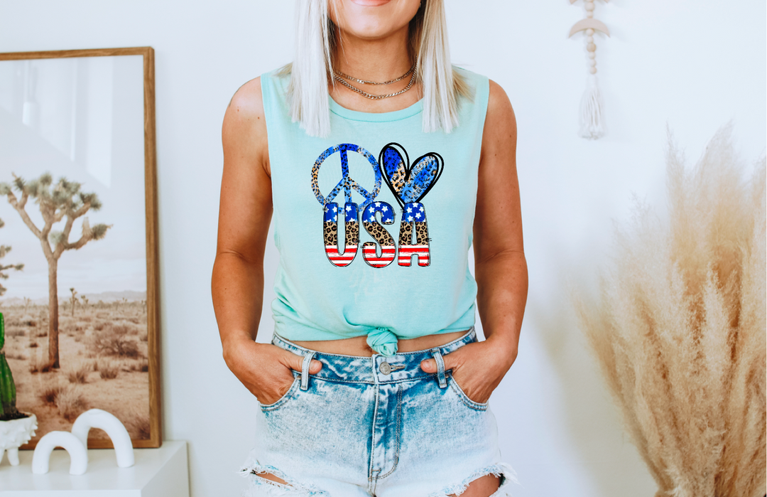 Peace Love USA  DTF Print