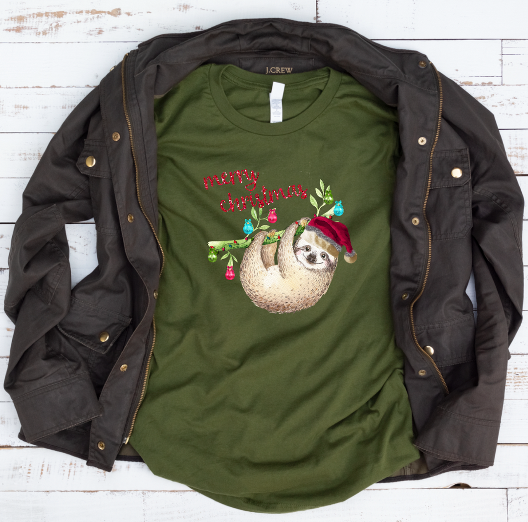 Merry Christmas Sloth DTF Print