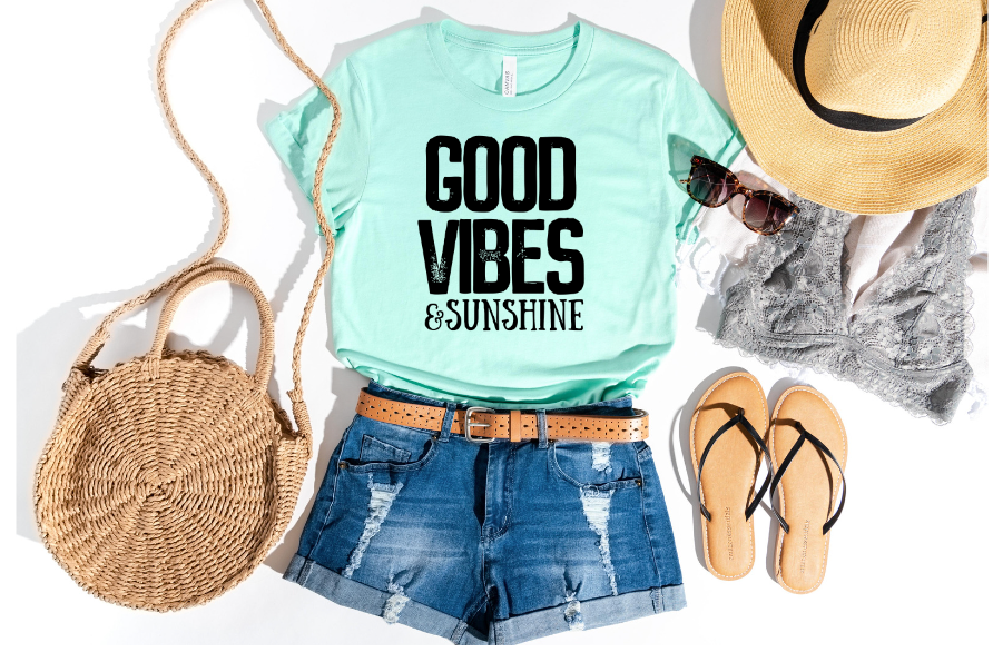 Good Vibes and Sunshine (black/white) DTF Print