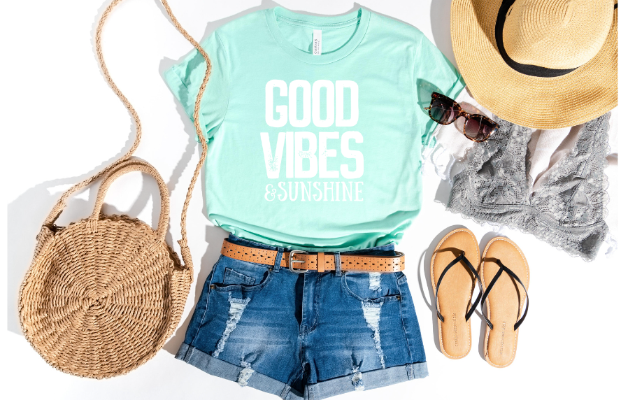 Good Vibes and Sunshine (black/white) DTF Print