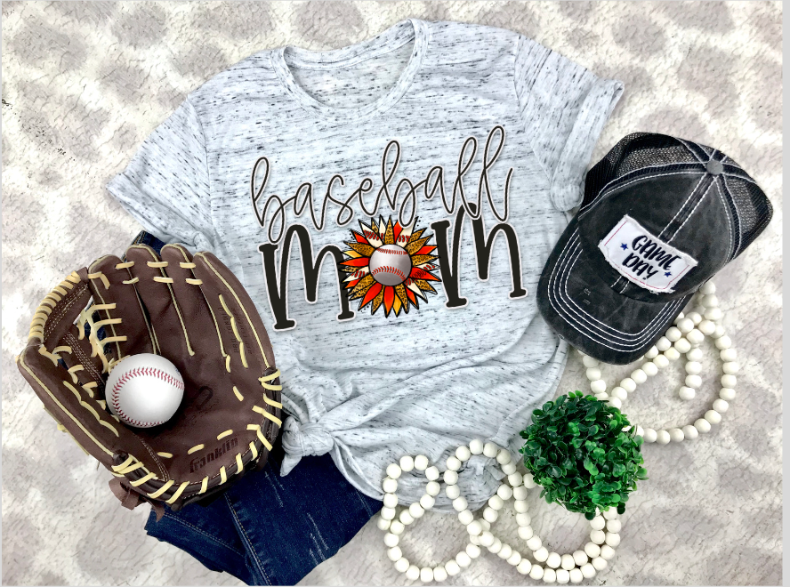 Baseball Mom (sunflower) DTF Print