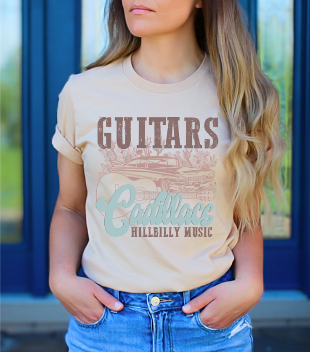 Guitars and Cadillacs DTF Print