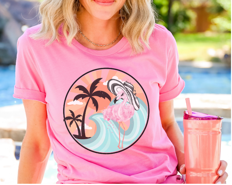 Flamingo Beach DTF Print