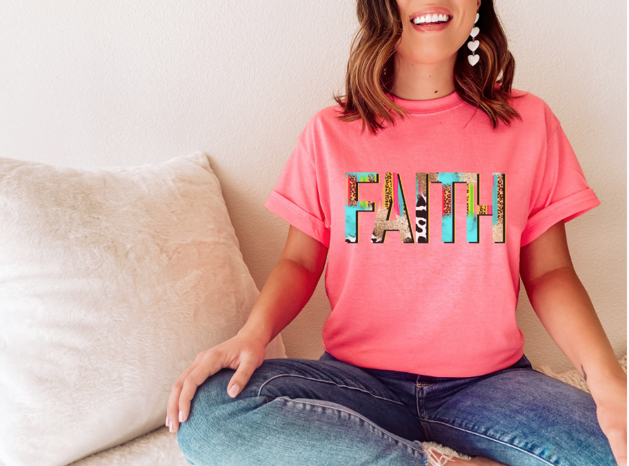 Faith Neon DTF Print