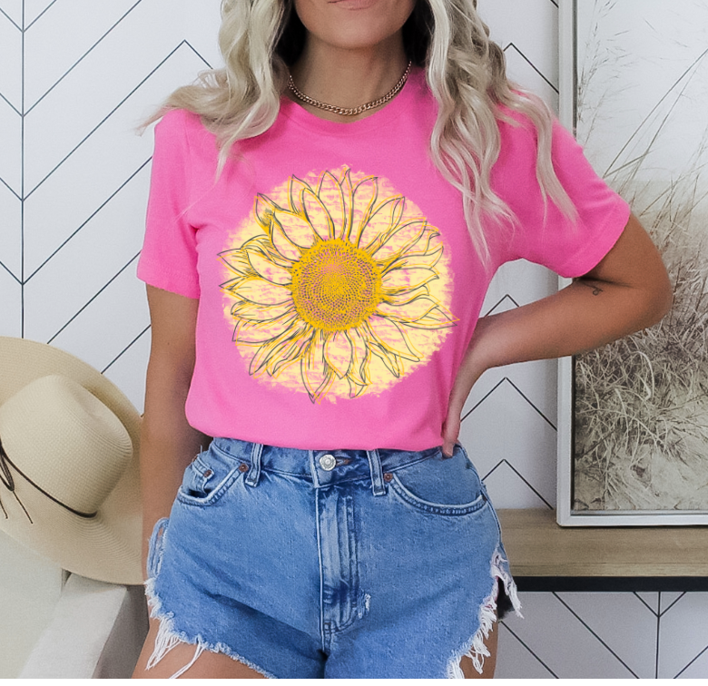 Yellow Faded Sunflower DTF Print