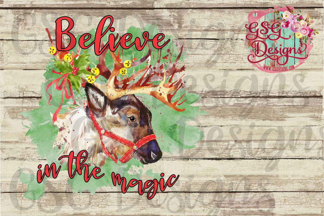 Believe in the Magic Reindeer Christmas Digital Design File