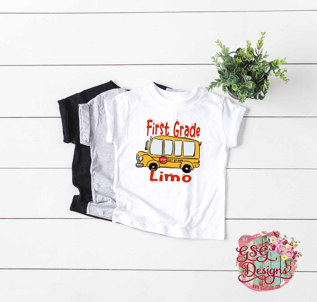 Fourth Grade Limo School Bus All Grades Available Printable and Sublimation Design File PNG
