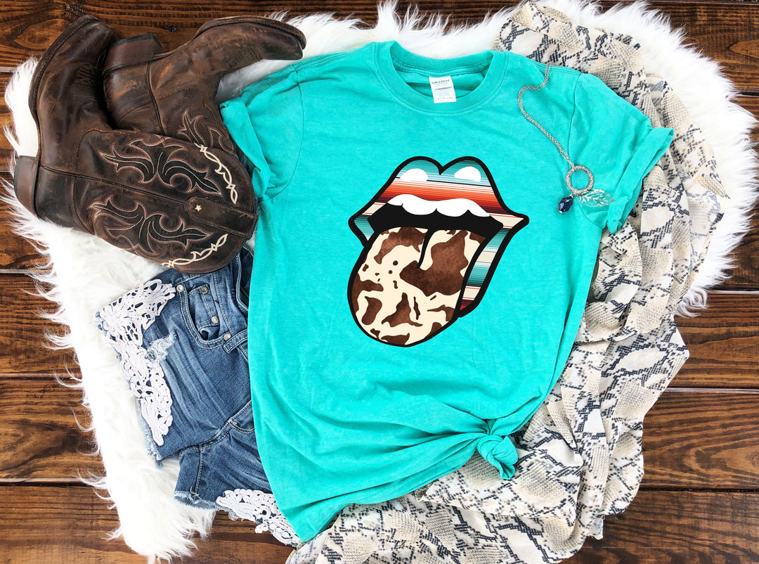 Serape Cow Lips Screen Print (K5)