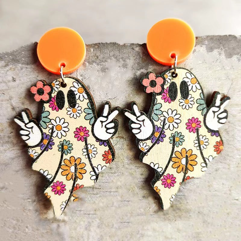 Retro Halloween Ghost and Ghouls Earrings