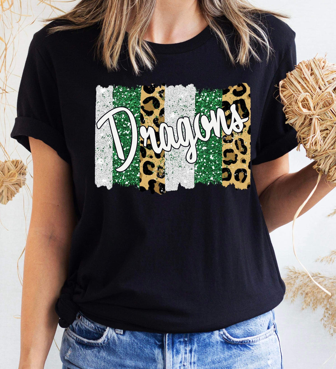 Dragons (Green & White) DTF Print