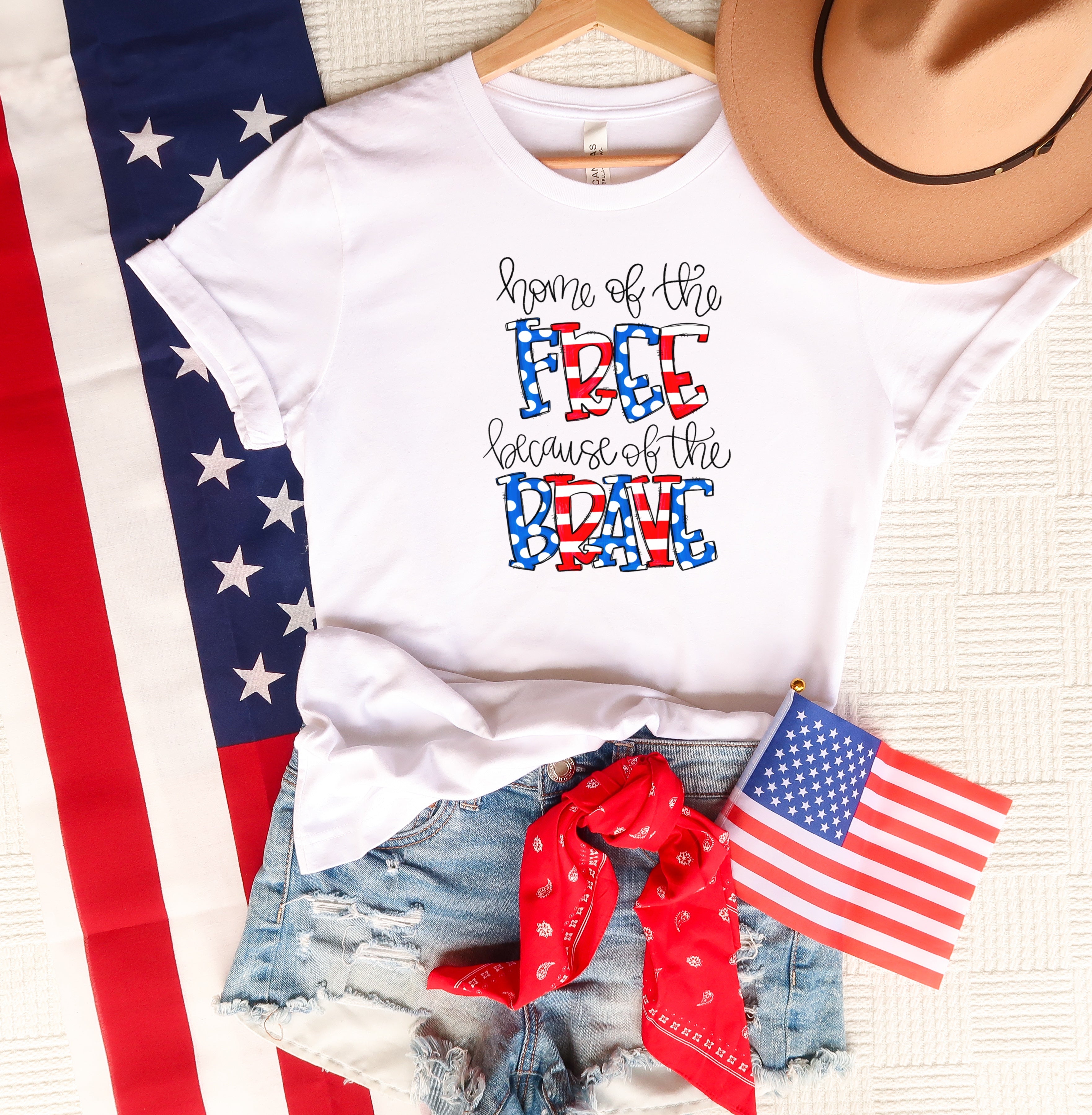 POLKA DOT Home of the Free Because of the Brave DTF Print