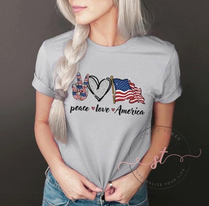 Peace Love America DTF Print