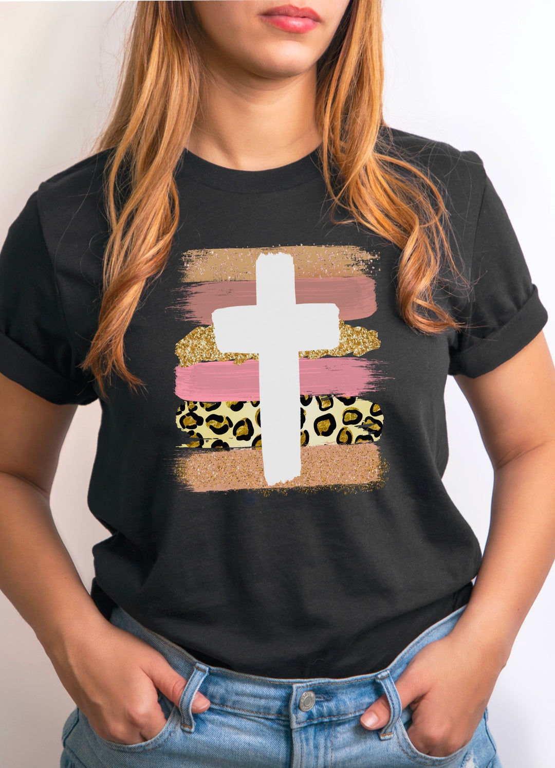 Brushstroke Glitter Cross DTF Print