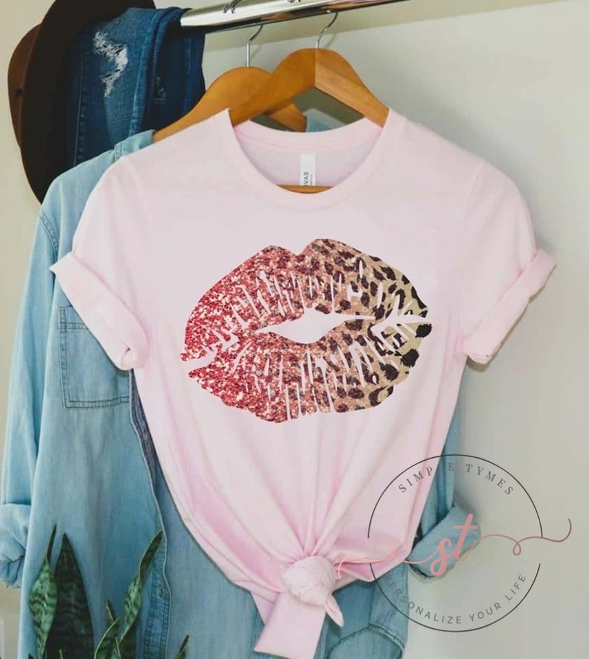 Glitter Leopard Lips DTF Print